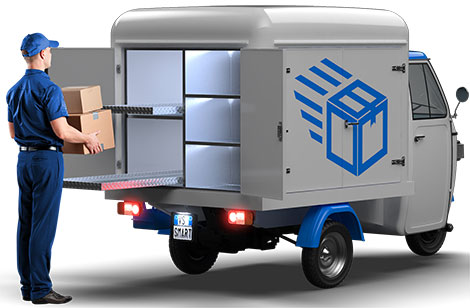 elektrische Piaggio Ape für Hauslieferungen mit Delivery Austattung