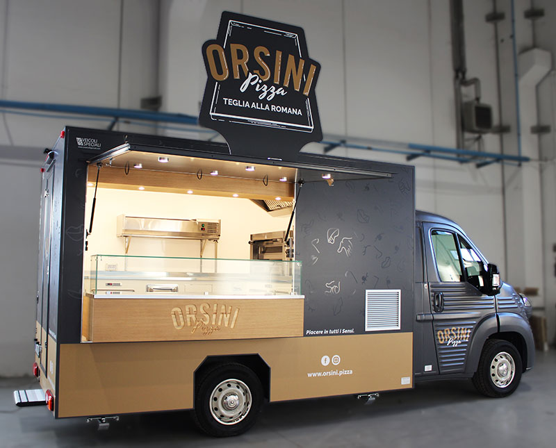 pizza truck orsini is a Roman pizzeria on wheels for brand promotion and street sales