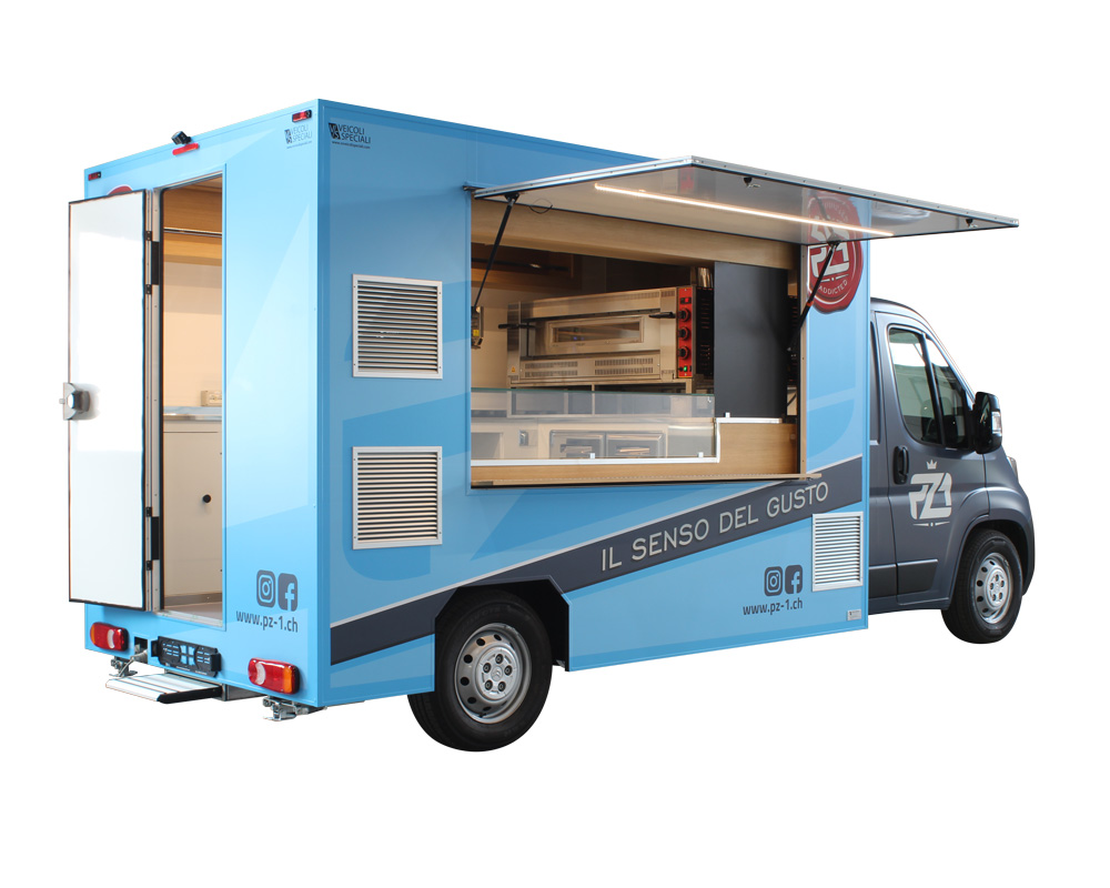 ginevra food truck pizzeria pz1 con forno a gas per 4 pizze