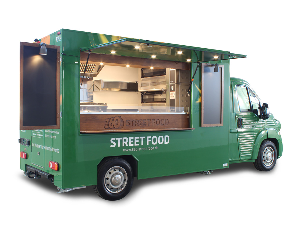 360 street food è una pizzeria mobile venduta alla società tedesca freshfood e usata per catering ed eventi sia privati che aziendali